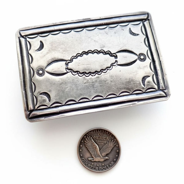 Vintage Navajo Sterling Silver Belt Buckle | Black Diamond Curio