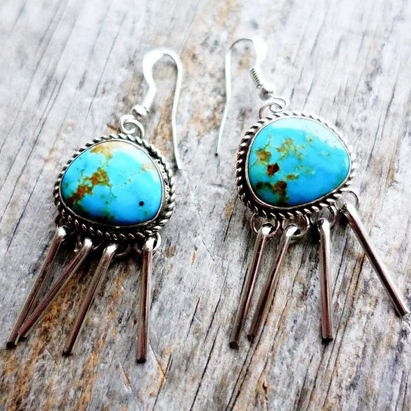 Pilot Mountain Turquoise Earrings by silversmith Geraldine James