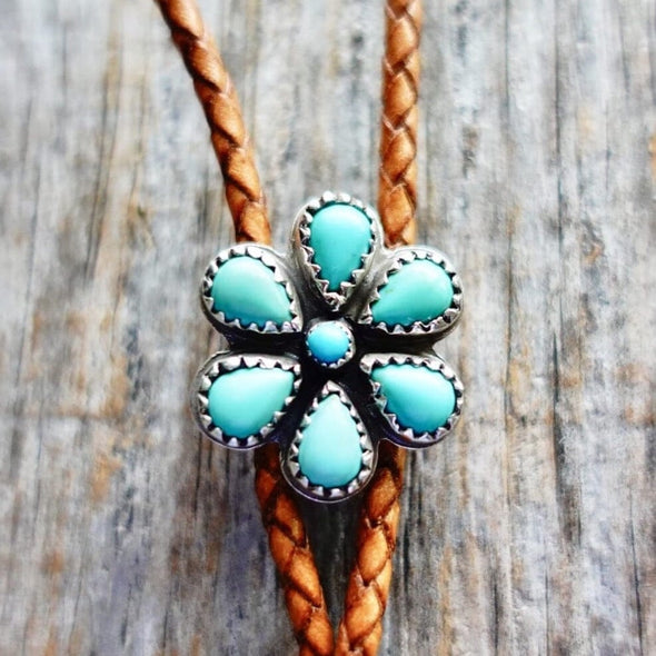 Turquoise Flower Bolo Tie Jewelry Moxie Maine 