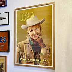 Pan American Cowgirl USA Vintage Original Poster