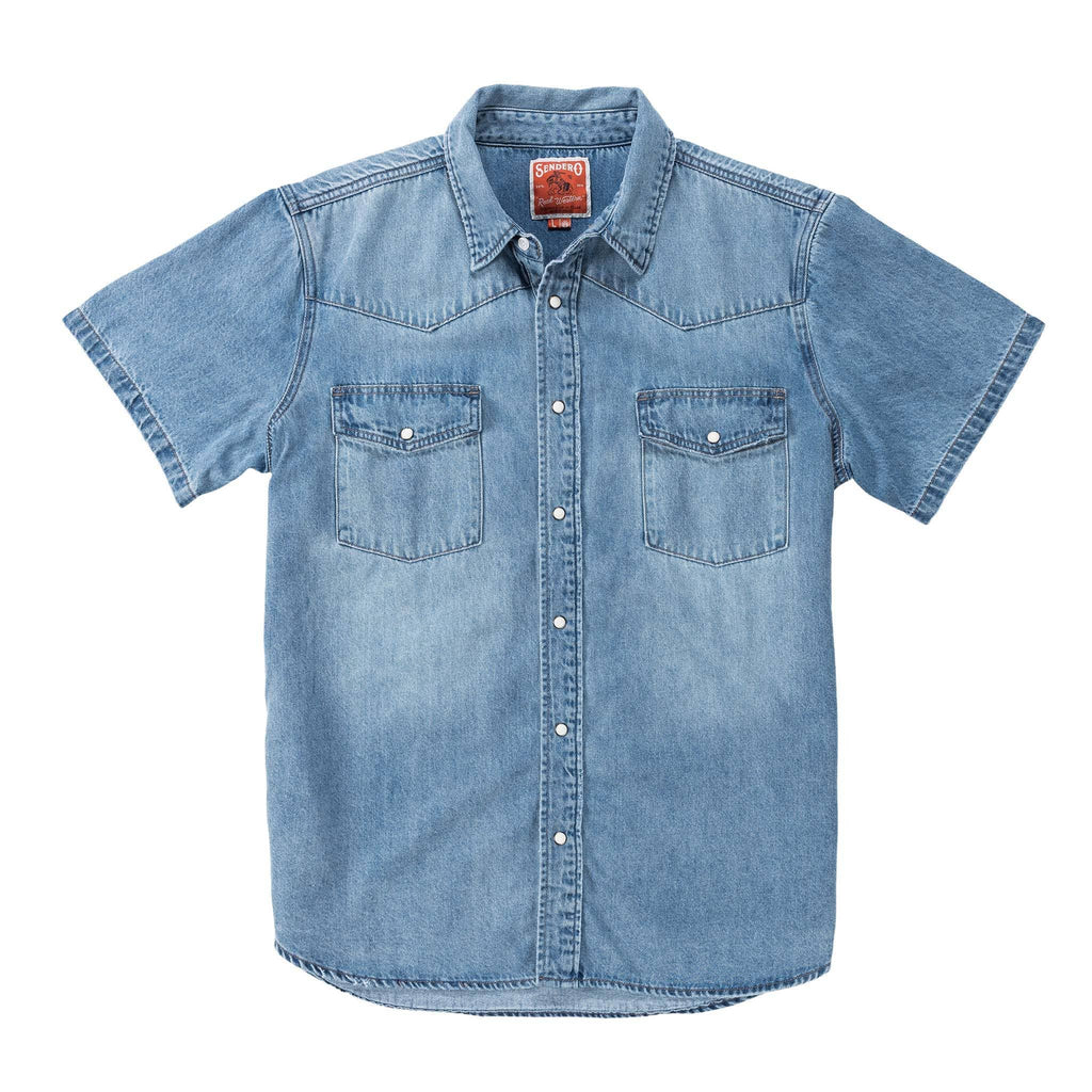 The Wyatt Pearl Snap Short Sleeve Shirts Sendero Provisions Company Small Vintage Denim 