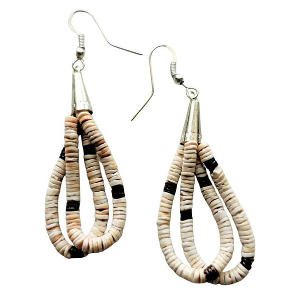 Kewa Heishi Shell Drop Earrings in Sterling Silver by Romona Bird