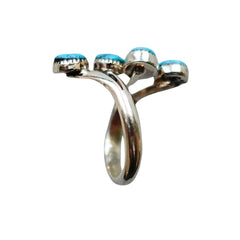 Blue Turquoise Wrap Ring Size 7.5 Made from sterling silver on white background