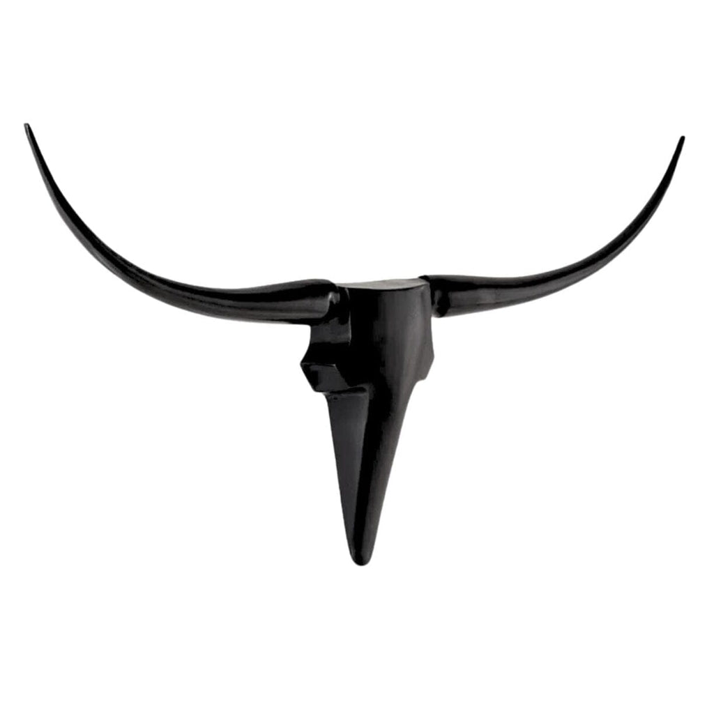 Longhorns Skull Metal Bust Art Black Diamond Curio Bronze 