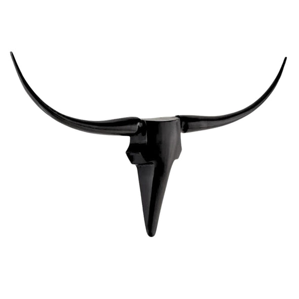 Longhorns Skull Metal Bust Art Black Diamond Curio Bronze 