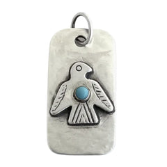 Thunderbird Dog Tag Charm with Turquoise