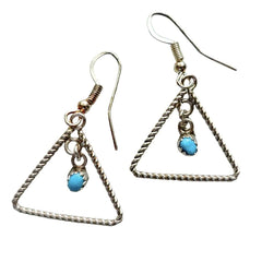 Wire Twist Turquoise Earrings by Navajo Silversmith Sylvia Chee triangle design