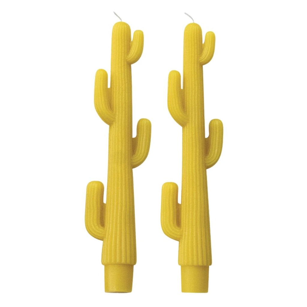 Cactus Taper Candle Set Citron Yellow