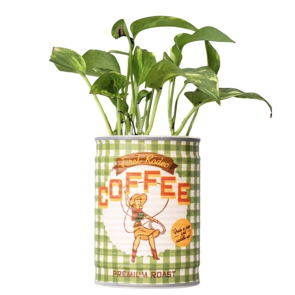 Cowgirl Coffee Can Ceramic Pot