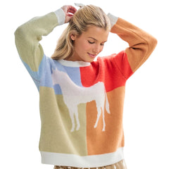 Color Block Horse Sweater