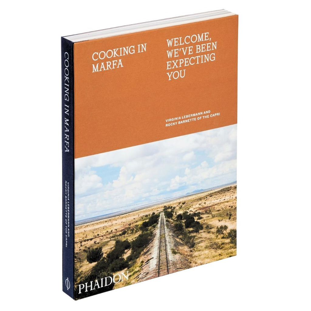 Cooking in Marfa Cookbook on white background