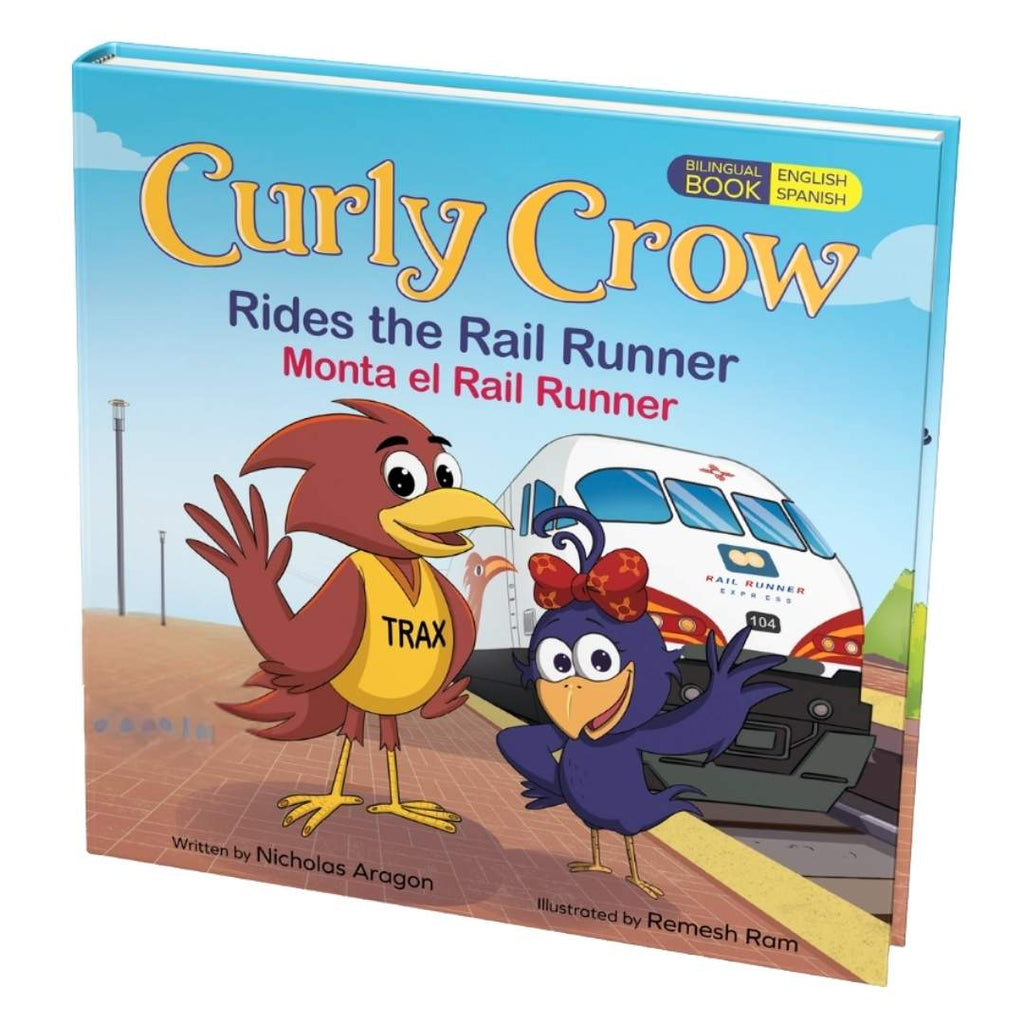 Curly Crow rides the rail runner bilingual picture-book
