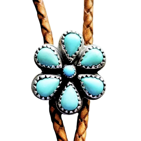 Turquoise Flower Bolo Tie
