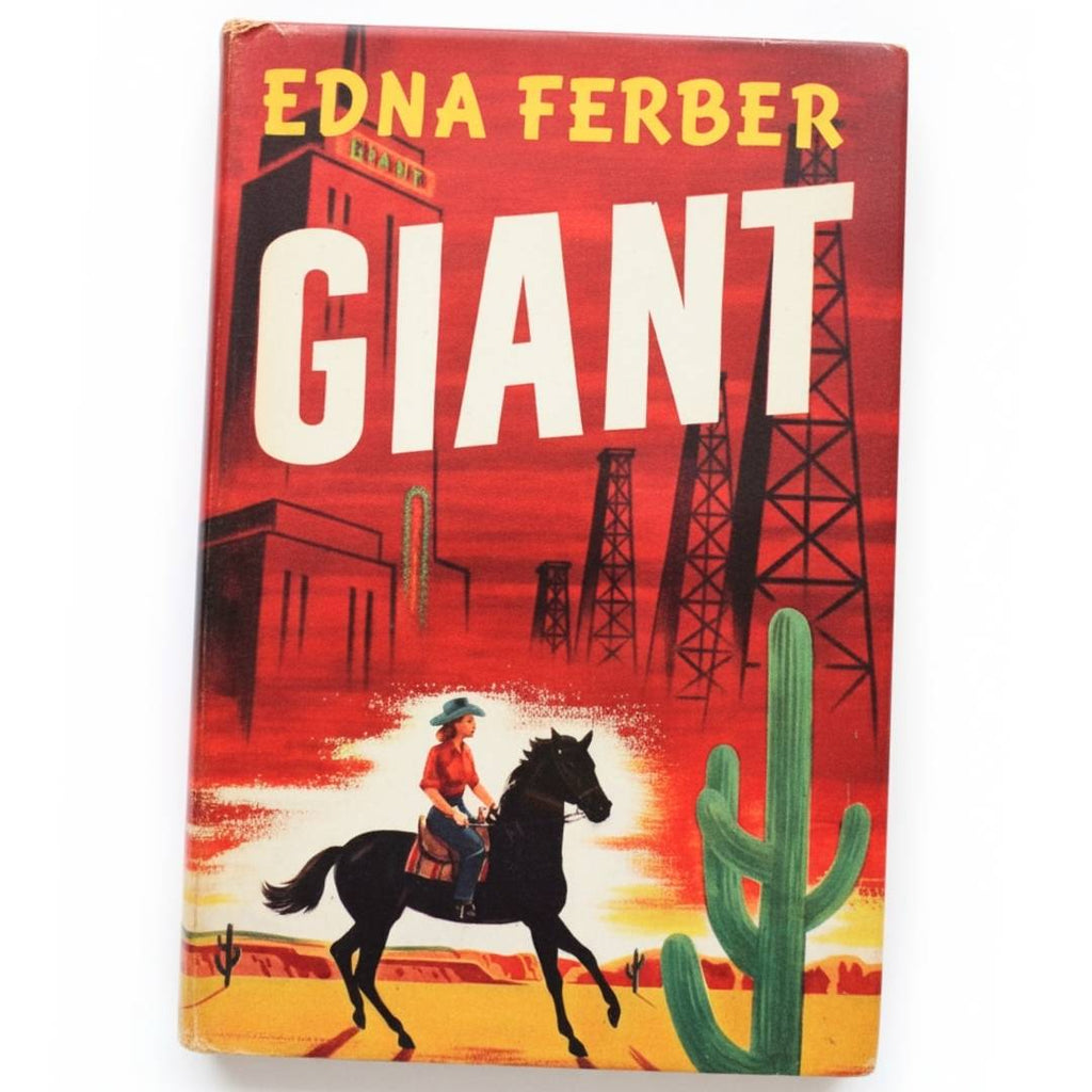 Edna Ferber's GIANT Vintage 1954 Hardcover Book with rare mid-century stylized cover book club edition on white background