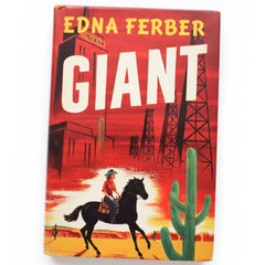 Edna Ferber's GIANT Vintage 1954 Hardcover Book with rare mid-century stylized cover book club edition on white background