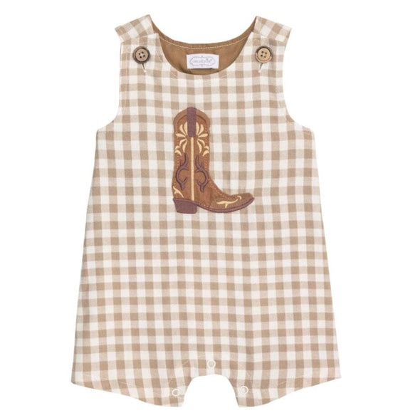 Cowboy Boot Gingham Romper