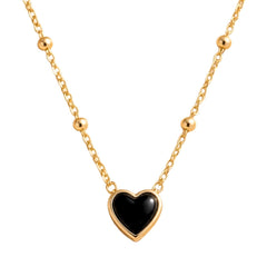 Small Onyx and Gold Heart Necklace