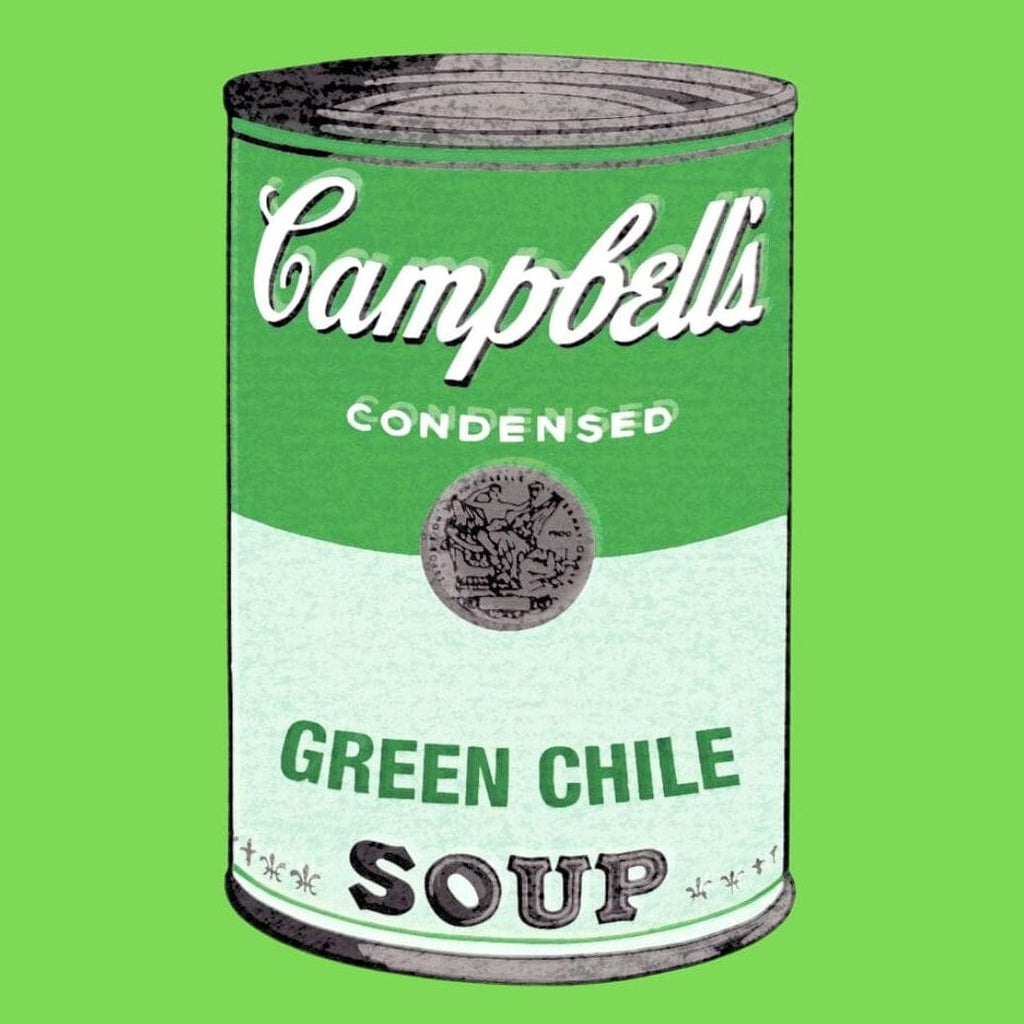 Campbell's Green Chile Soup Can Postcard Green Background