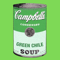 Campbell's Green Chile Soup Can Postcard Green Background
