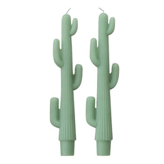 Cactus Taper Candle Set Mint Green