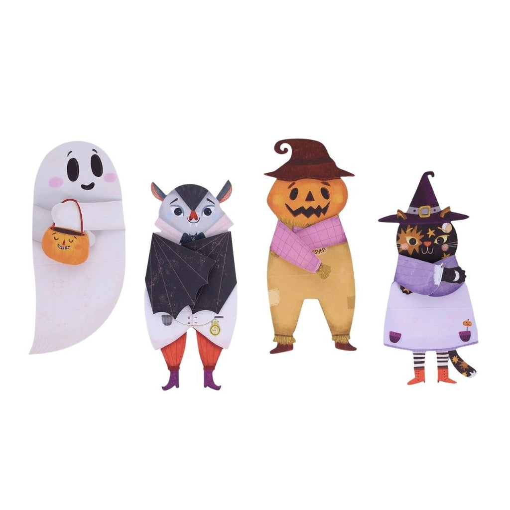Halloween Hugs greeting cards of Ghost, Pumpkin, Vampire on white background