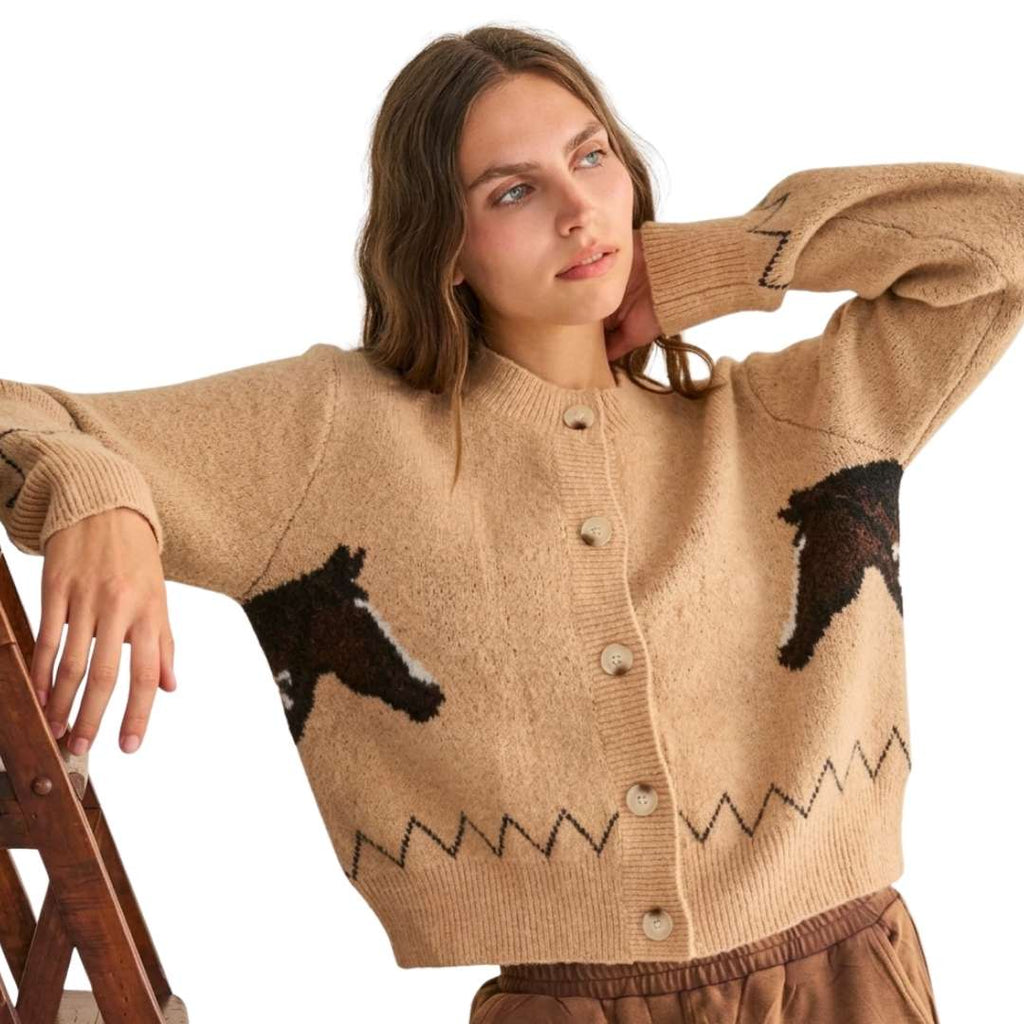 Horse Point Knit Cardigan Sweater