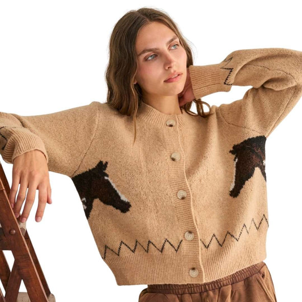 Horse Point Knit Cardigan Sweater