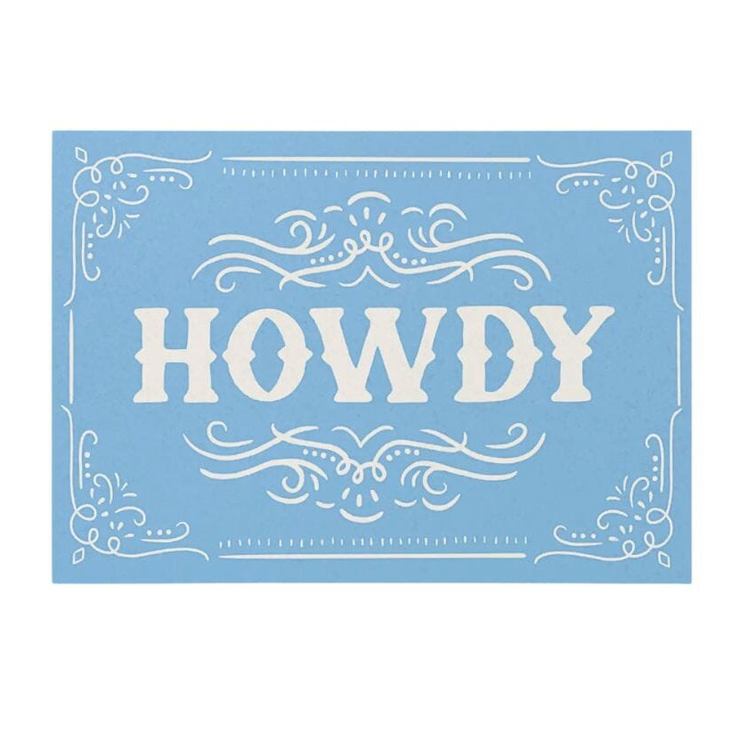 Blue HOWDY Postcard on white background