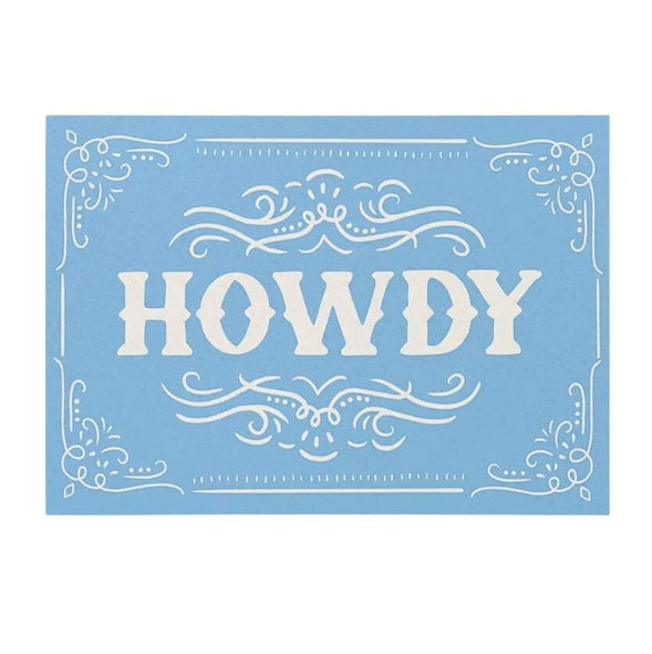 Blue HOWDY Postcard on white background