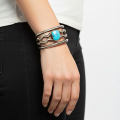 Kingman Turquoise Sandcast Cuff