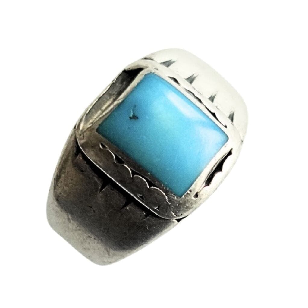 Mens Vintage Blue Turquoise Ring