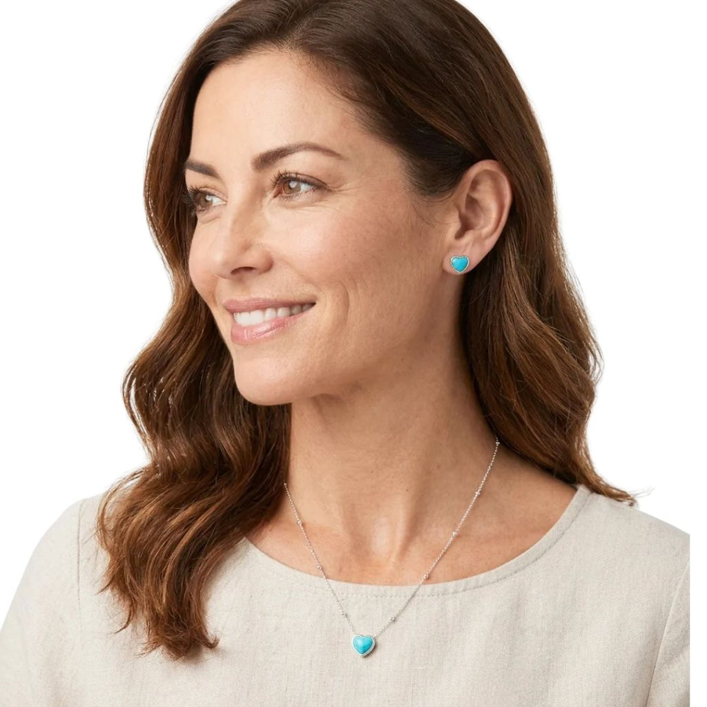 Turquoise Heart Necklace on Female Model