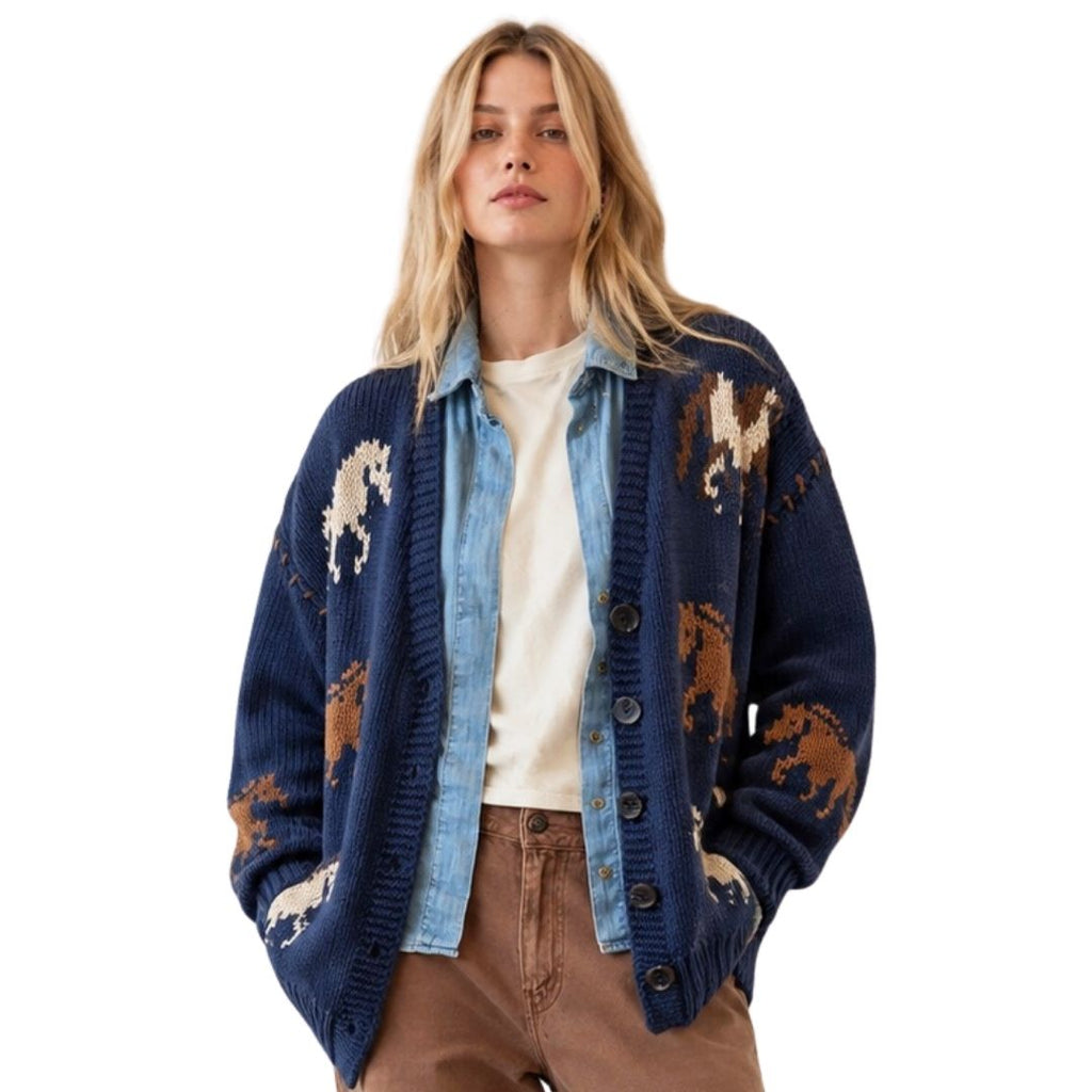 Wild Horses Cardigan Sweater on Female Model