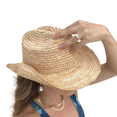 Natural Raffia Cowboy Hat Hats Augustine Hat Co. 