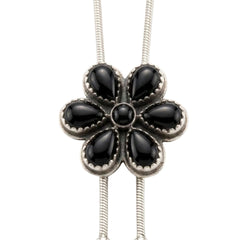 Black Onyx Flower Snake Bolo Necklace