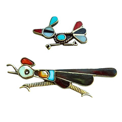 Pair of Zuni Roadrunner Pins