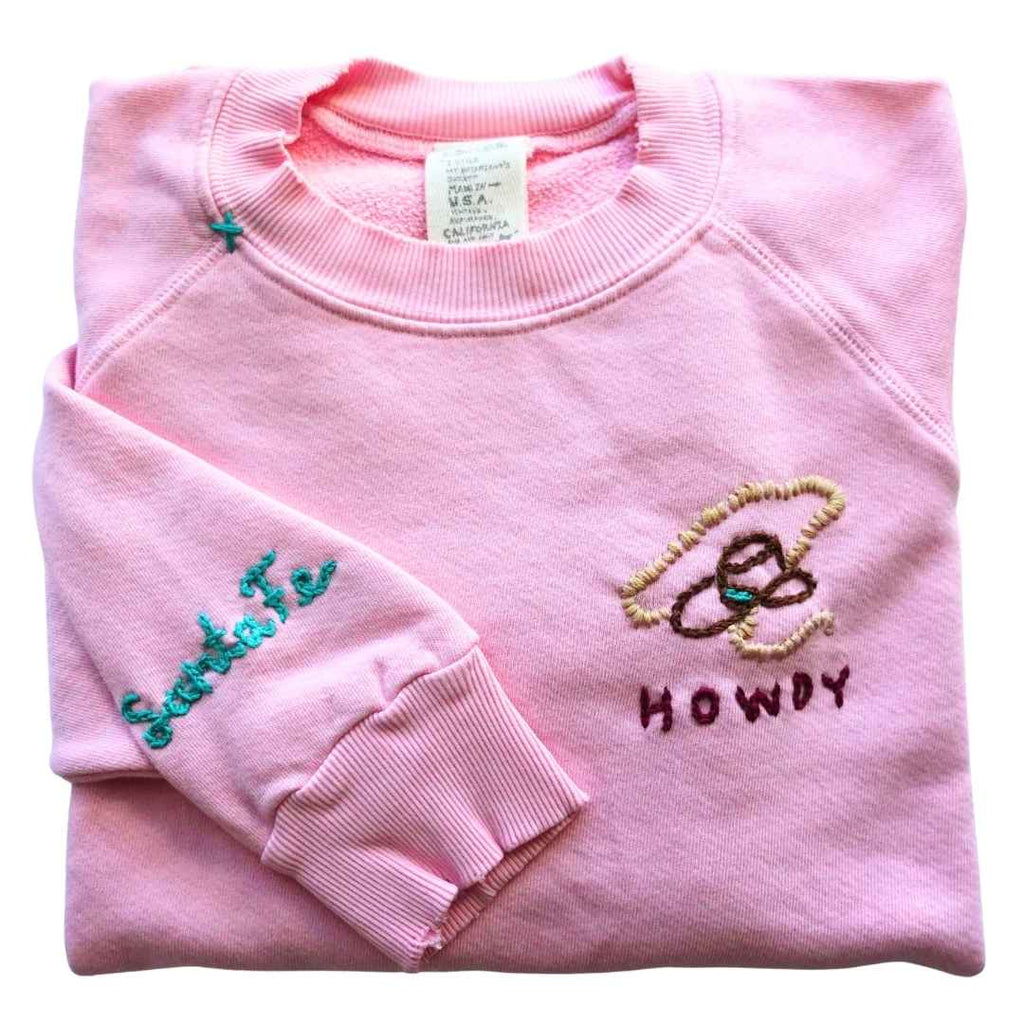 Howdy Santa Fe Chainstitch Pink Sweatshirt