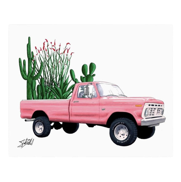 Pink Desert Pickup Truck Print