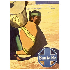 Santa Fe Railroad Original Travel Poster Land of Pueblos