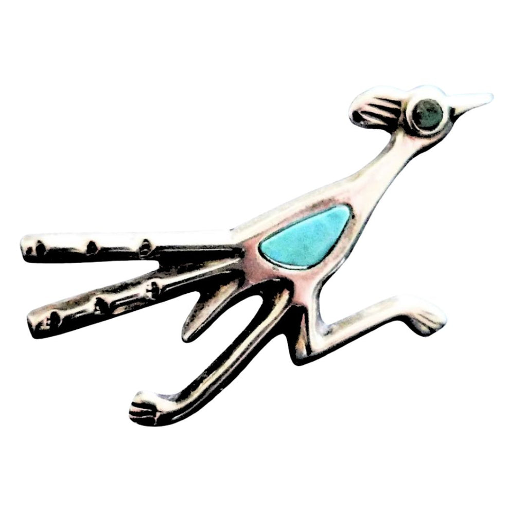Vintage Turquoise Roadrunner Pin