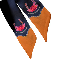 Rose & Horseshoe Silk Twilly Scarf