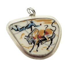 Vintage Rodeo Cowboy Pottery Shard Pendant