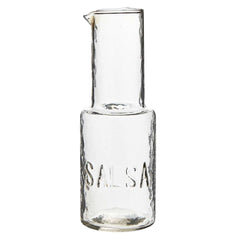 Embossed Glass Salsa Carafe Server on white background 