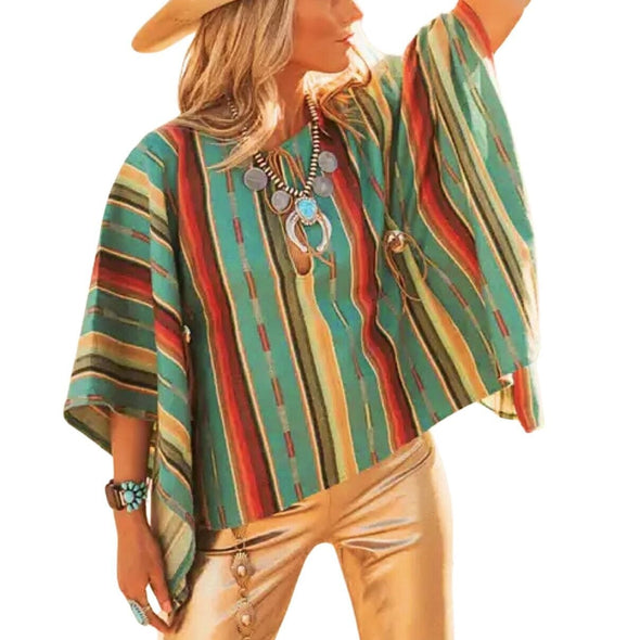 Turquoise Serape Poncho