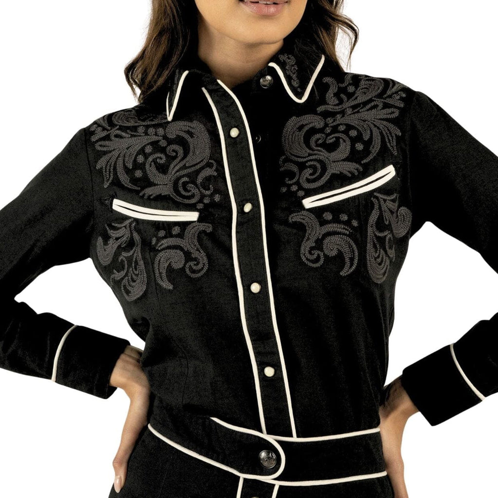 Women's Black Snap Button Shirt