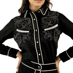 Women's Black Snap Button Shirt