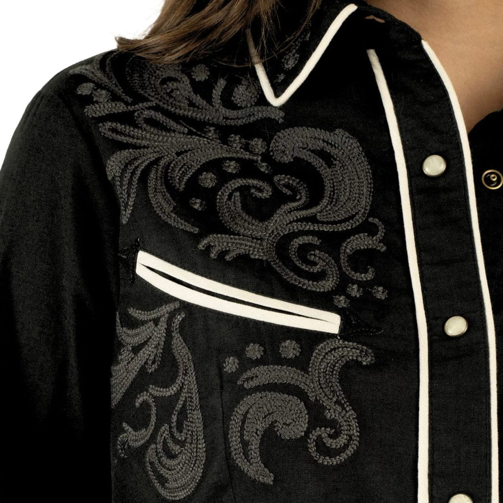 Women's Black Snap Button Shirt