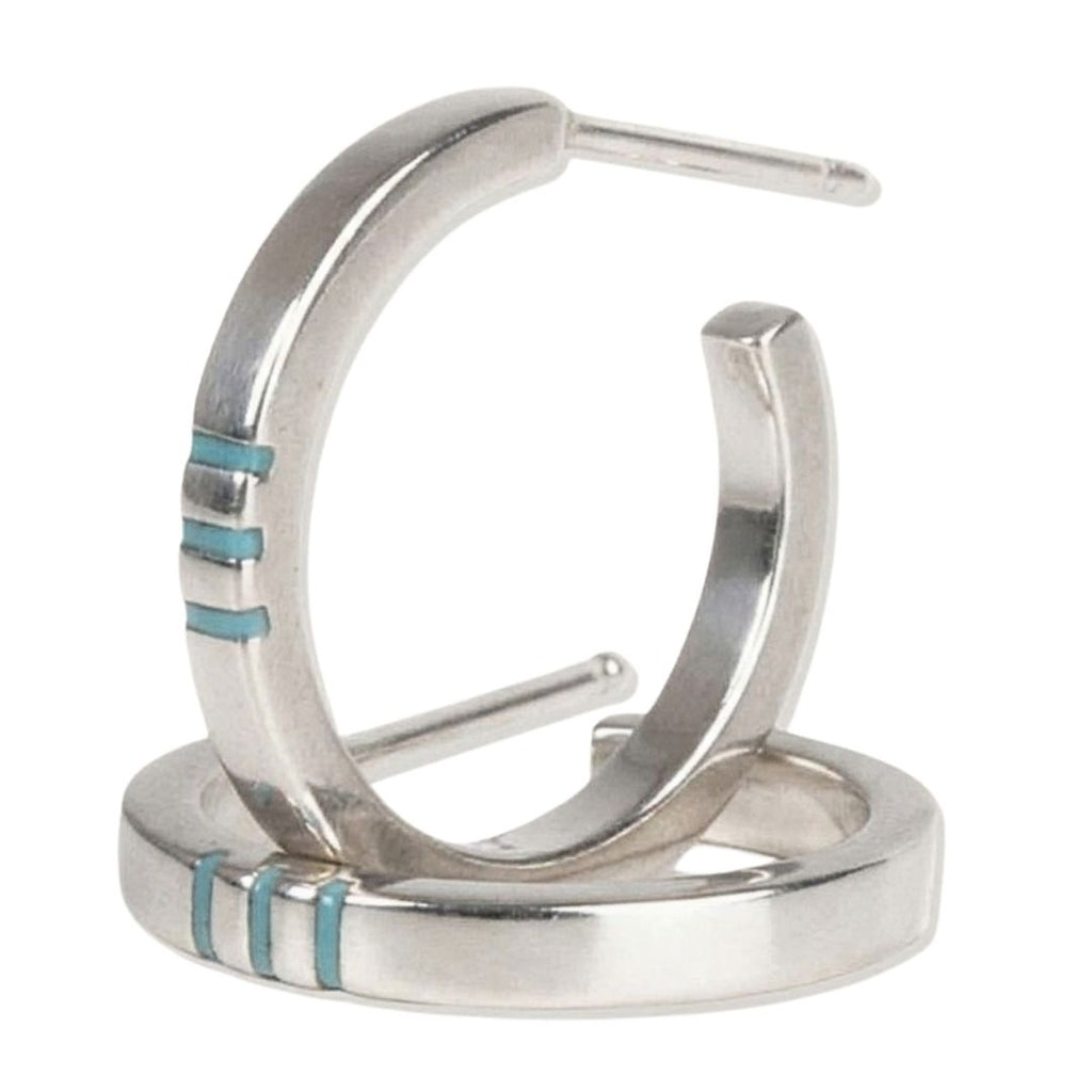 Turquoise & Sterling Silver Mini Hoop Earrings