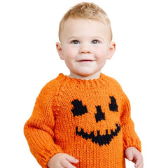 Halloween Jack-O-Lantern Kids Sweater Orange & Black