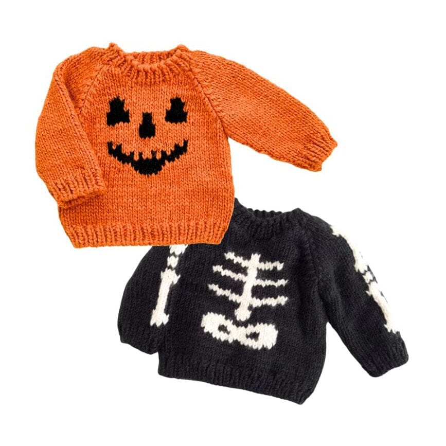 Halloween Jack-O-Lantern & Skeleton Sweater Orange & Black and Black & White